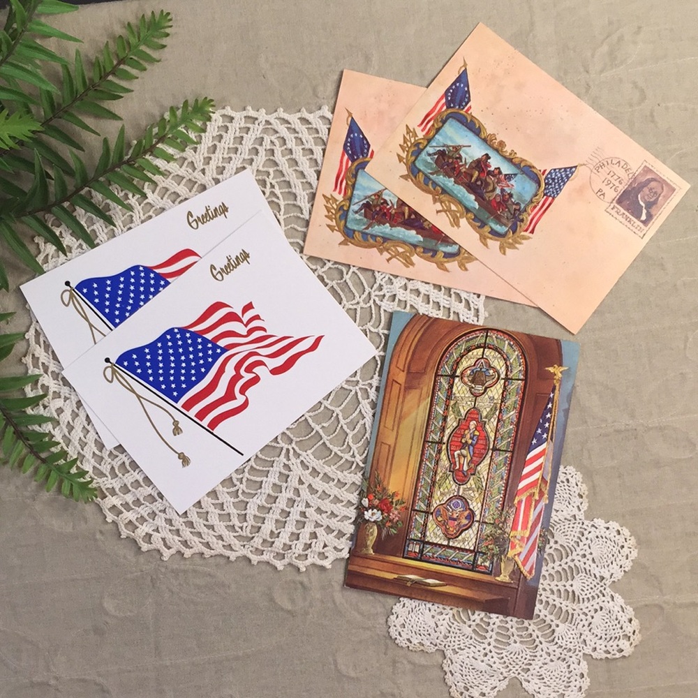 Vintage Patriotic And Bicentennial American Flag Cards